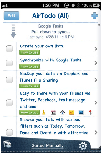 Air to do – iphone App for To-do List