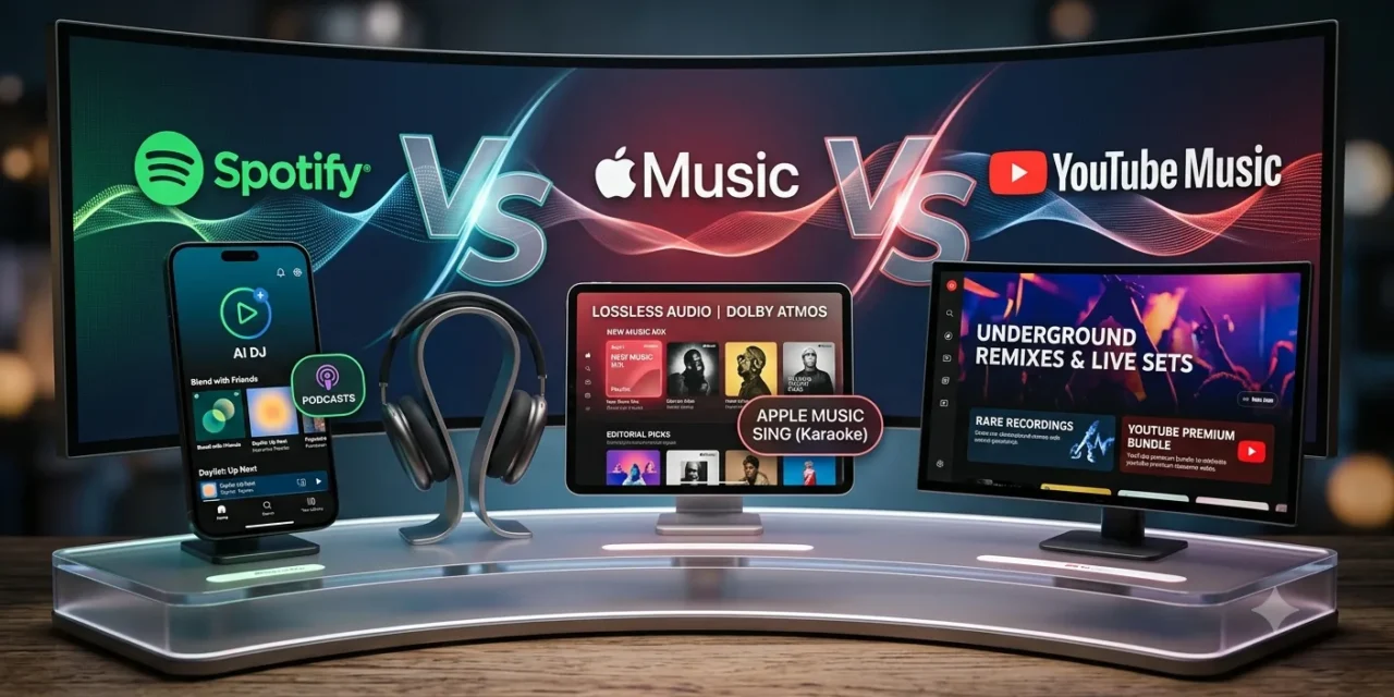 Spotify vs Apple Music vs YouTube Music 2026