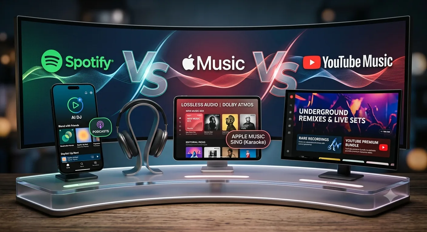 Spotify vs Apple Music vs YouTube Music 2026